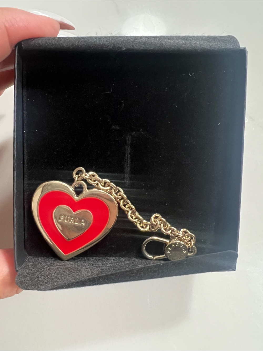 Furla red Heart Keychain or bag Charm.